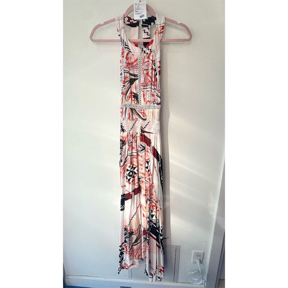 Abel the Label Women's XS Aztec Geo Print Halter Maxi Dress Multicolor
